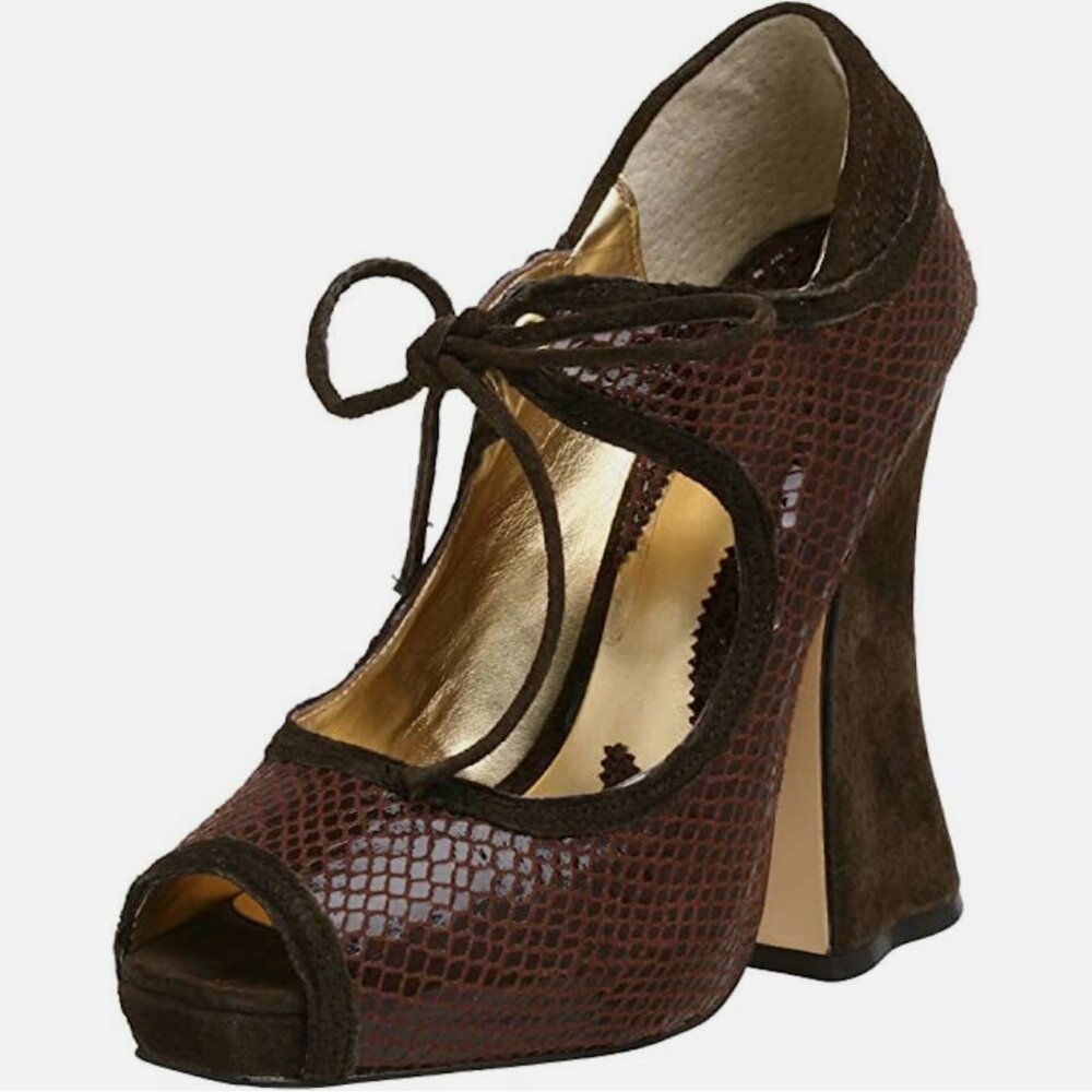 Zinc Security Snake Print Peep Toe Pump